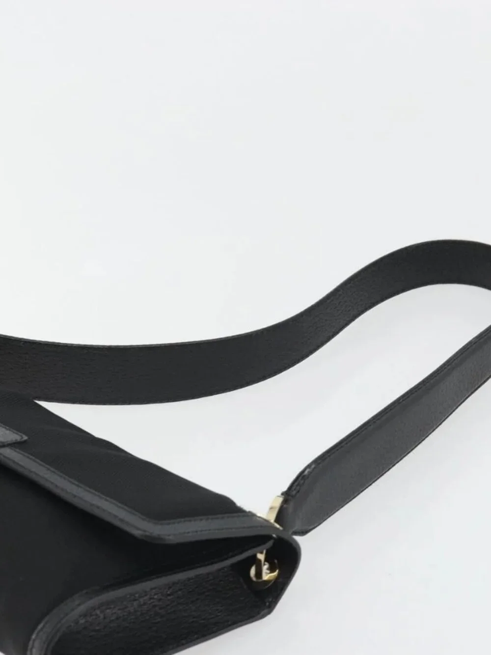Salvatore Ferragamo Shoulder Bag Canvas Black Gold Auth BA13524V